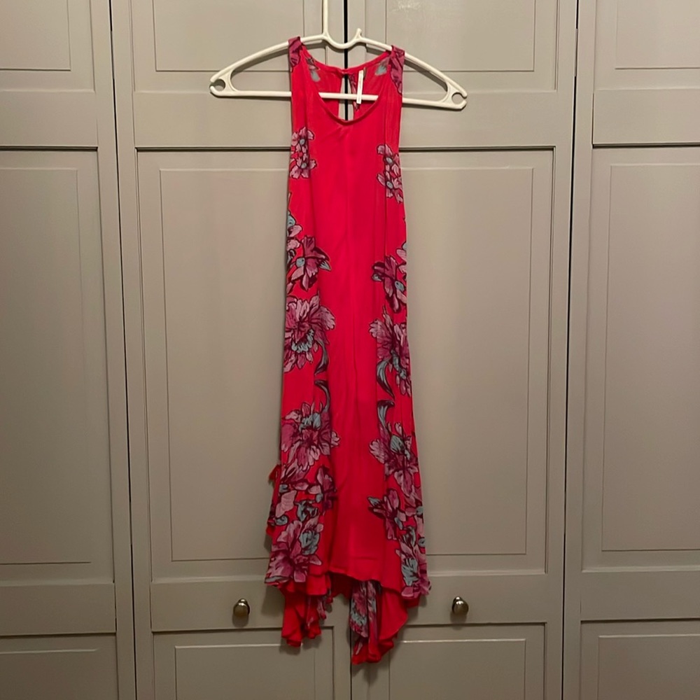 Free People Floral Midi Dress with Lace up Detail